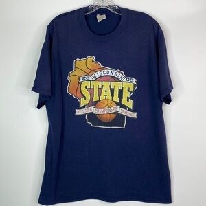 Vintage Jerzees Wisconsin State Basketball Tour 2005 Tshirt Size Large